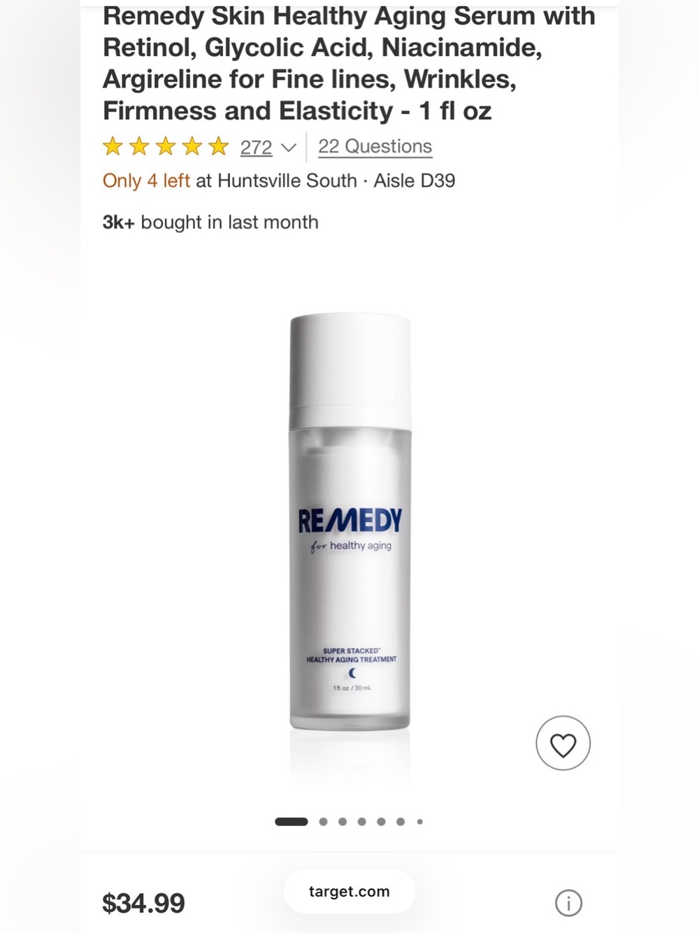Remedy Skin Healthy Aging Serum 1 fl oz